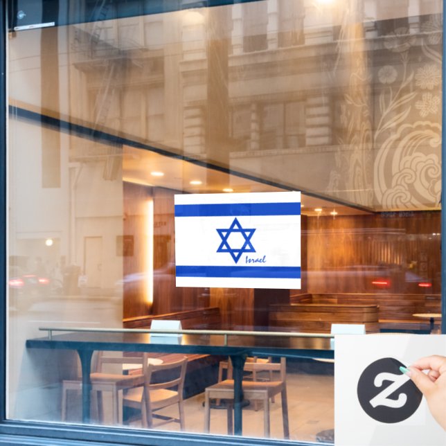Israel window decal, Israeli Flag patriots /sports Cling (Cafe Window)