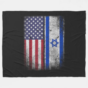 Israeli American Flag Israel Usa Roots America Fleece Blanket