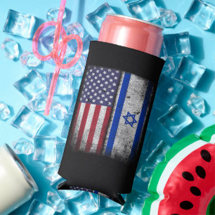 Israeli American Flag Israel Usa Roots America Seltzer Can Cooler