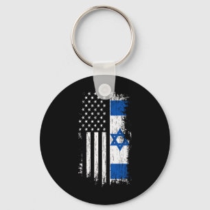 Israeli American Flag - Pride Israel Usa Shirt Key Ring