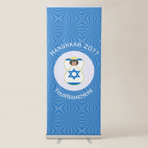 Israeli Angel Hanukkah Flag Personalised Acrylic Retractable Banner