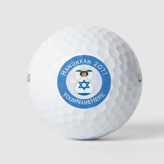 Israeli Angel Hanukkah Flag Personalised Golf Balls (Front)