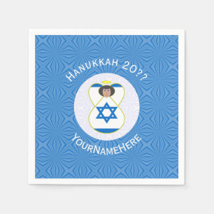 Israeli Angel Hanukkah Flag Personalised Napkin