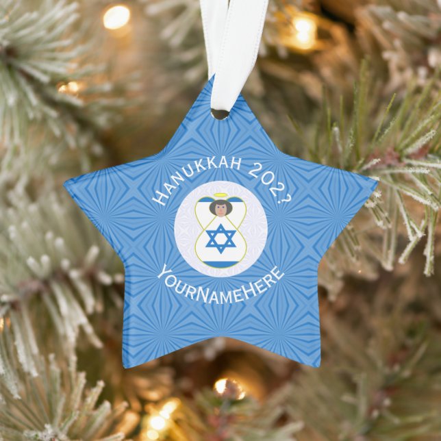 Israeli Angel Hanukkah Flag Personalised  Ornament (Tree)