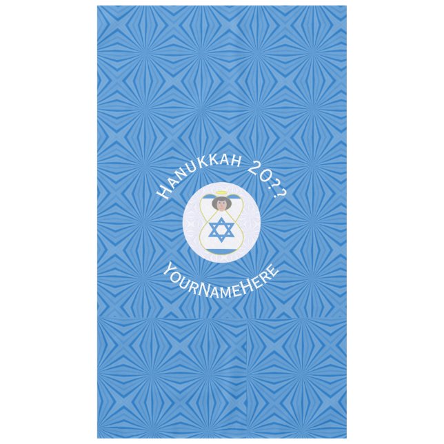 Israeli Angel Hanukkah Flag Personalised Tableclo Tablecloth (Front)