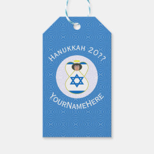 Israeli Angel Hanukkah Flag Personalized Gift Tags
