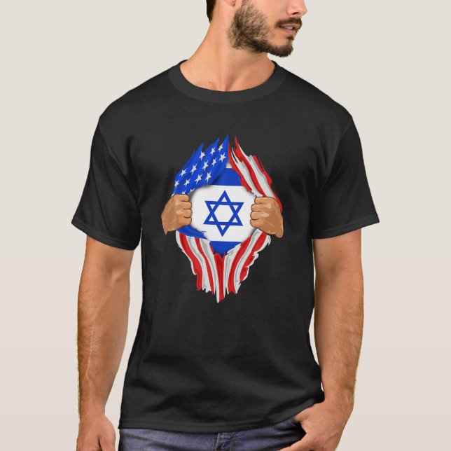Israeli Blood Inside Me T Shirt Israel Flag Gift (Front)