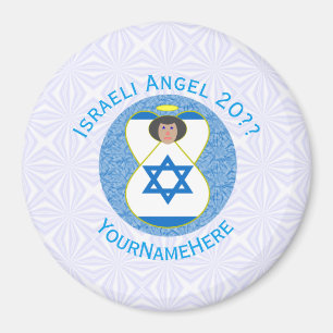 Israeli Flag Angel on Blue and White Personalised Magnet