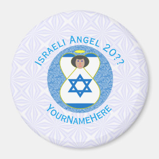 Israeli Flag Angel on Blue and White Personalised  Magnet
