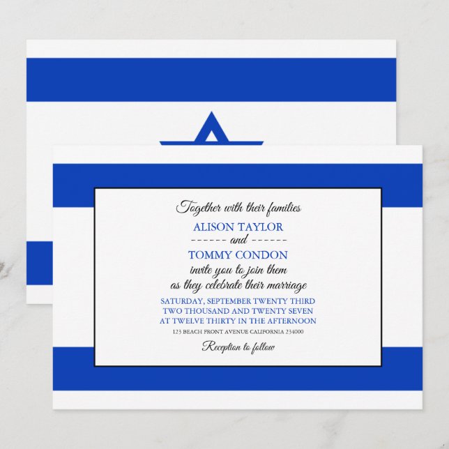 Israeli Flag, Flag of Israel Wedding Invitation (Front/Back)