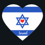 Israeli flag & Heart - Israel travel/sports fans Heart Sticker<br><div class="desc">STICKERS (heart): Israel & Heart /Jerusalem - love my country and Israeli flag travel patriots /sports fans</div>