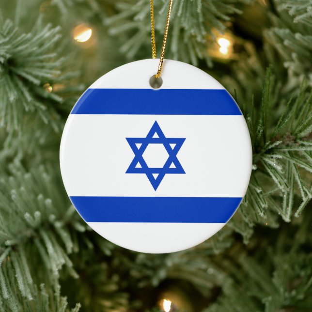 Israeli Flag (Israel) Ceramic Tree Decoration (Tree)