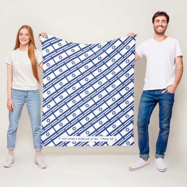 ISRAELI FLAG Messianic Scripture LOVE COVERS Fleece Blanket (In Situ)