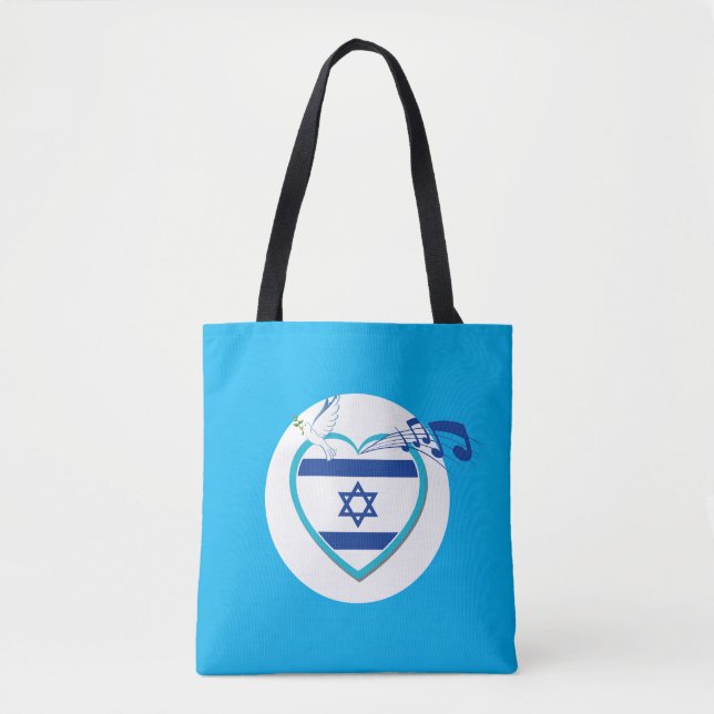 Israeli flag - music - peace - love, tote bag (Front)