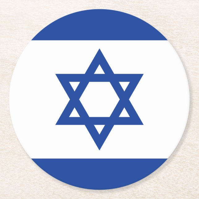Israeli flag of Israel paper drink coasters (Front)