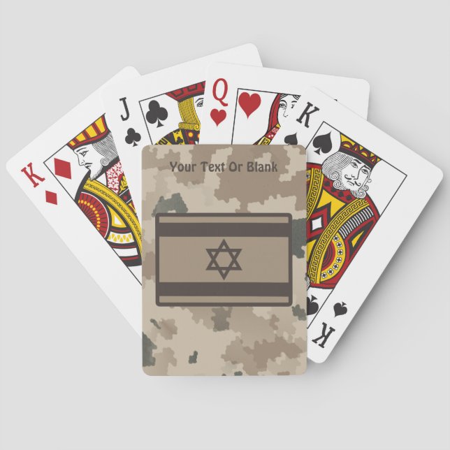 Israeli Flag On Desert Camo Playing Cards (Back)