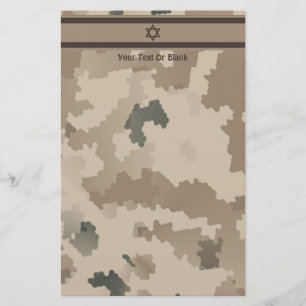 Israeli Flag On Desert Camo Stationery