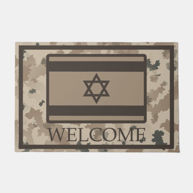 Israeli Flag On Desert Camo - Welcome Doormat (Front)