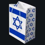 Israeli Flag with star of David, Patriots MD Medium Gift Bag<br><div class="desc">Israeli Flag styled patriotic Medium gift bag featuring star of David & Israel - love my country, weddings, hanukkah, birthday gifts for national patriots / sports fans. Other sizes available in separate design.</div>