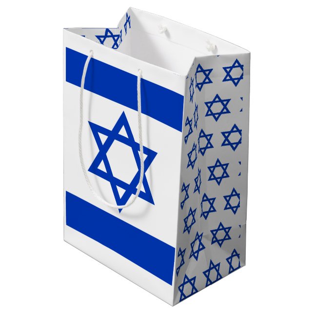 Israeli Flag with star of David, Patriots MD Medium Gift Bag (Back Angled)