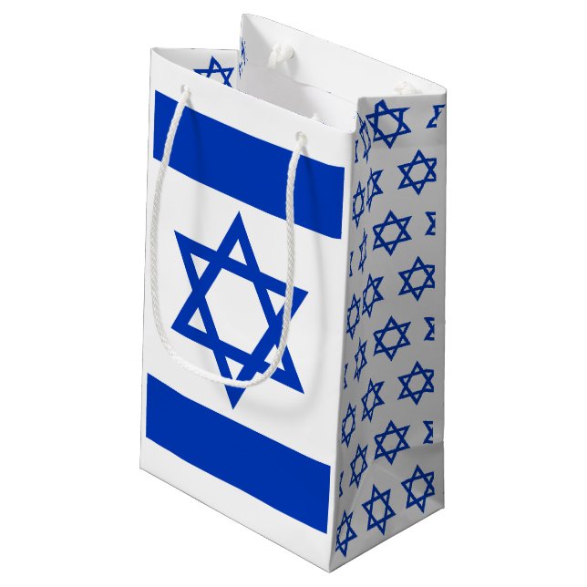Israeli Flag with star of David, Patriots SM Small Gift Bag (Back Angled)