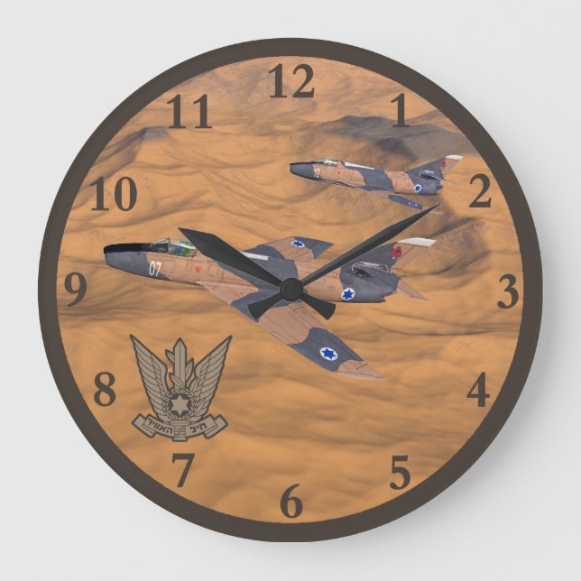 Israeli Super Mystères Over The Desert Large Clock (Front)