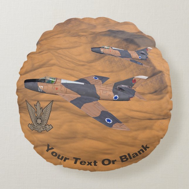 Israeli Super Mystères Over The Desert Round Cushion (Front)