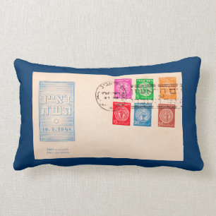 Israel's First Postage Stamps Lumbar Cushion