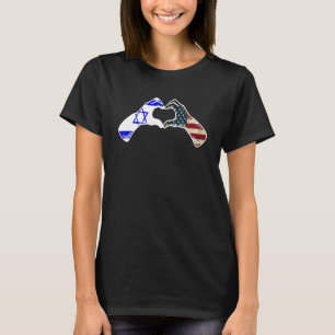 Isreal American USA Flag - USA Isreali Heart_1 T-Shirt