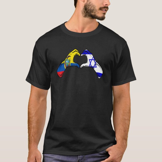 Isreal Ecuador Flag Isreali Ecuadorian Heart_1 T-Shirt (Front)