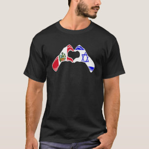 Isreal Peru Flag Isreali Peruvian Heart T-Shirt