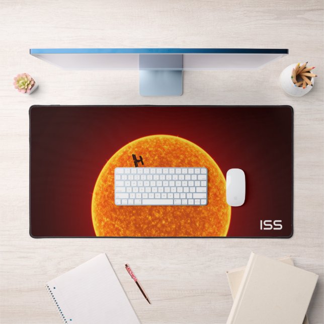 ISS in front of the sun Desk Mat (Office 1)