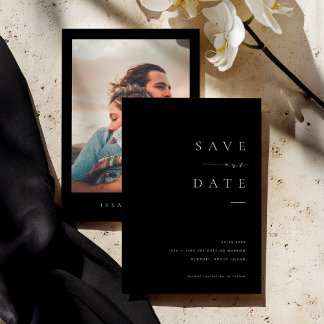 ISSA Black Elegant Save the Date Invite with Photo