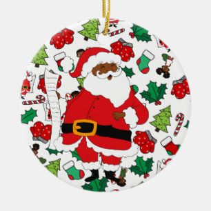 Issa Black Santa Christmas Ceramic Tree Decoration