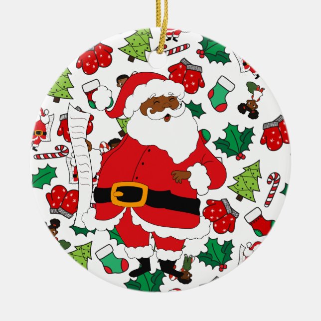 Issa Black Santa Christmas Ceramic Tree Decoration (Front)