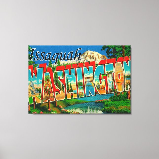 Issaquah, Washington - Large Letter Scenes Canvas Print (Front)