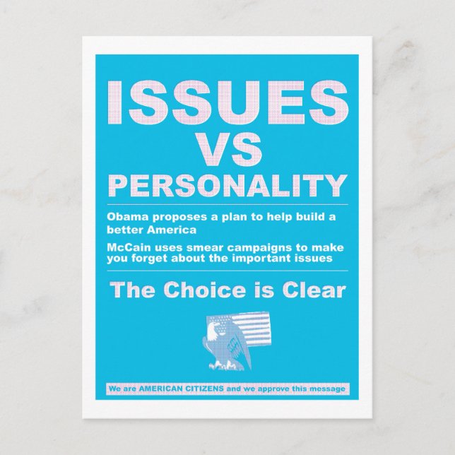 Issues vs Personality Postcard (Front)