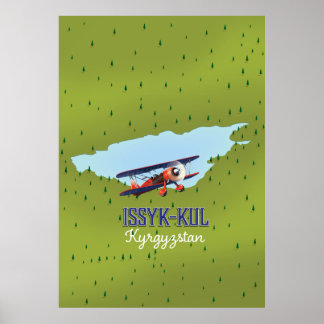 Issyk-Kul Kyrgyzstan lake travel poster art.