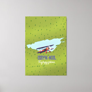 Issyk-Kul Kyrgyzstan lake travel poster art. Canvas Print