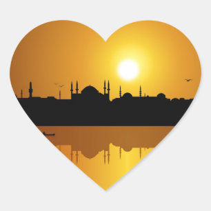 Istanbul and sunset heart sticker