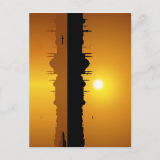 Istanbul and sunset postcard