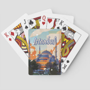 Istanbul Aya Sophia Mosque vintage travel poster Playing Cards