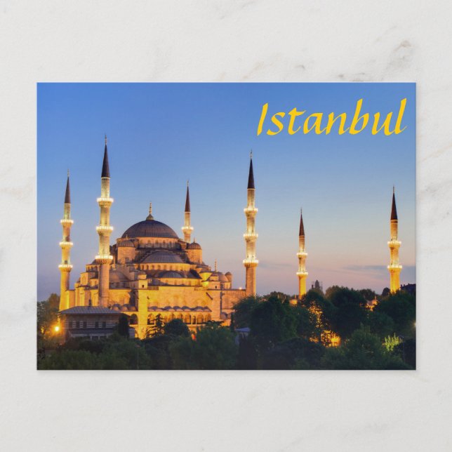 Istanbul - Blue Mosque at twilight Postcard (Front)