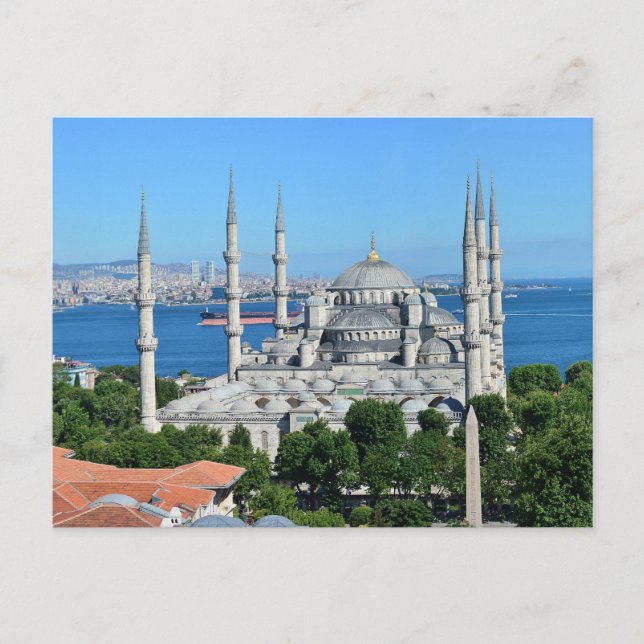 Istanbul Blue Mosque Night Scenery Premium Travel  Postcard (Front)