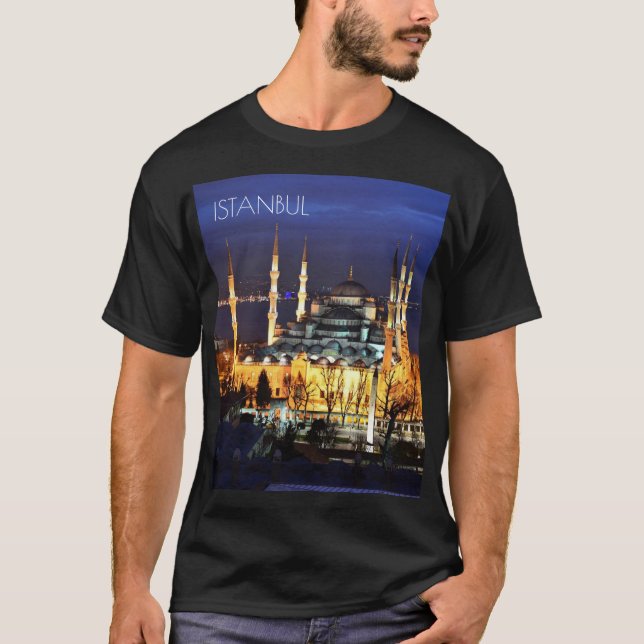 Istanbul Blue Mosque Night Scenery Premium Travel  T-Shirt (Front)