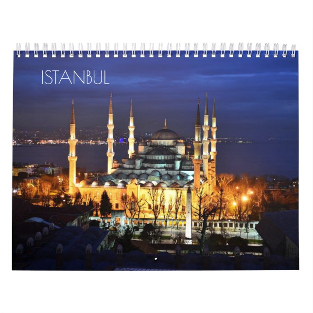 Istanbul Blue Mosque Night Scenery Travel Turkey Calendar (Cover)