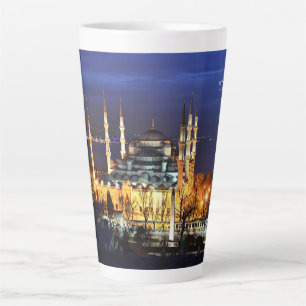 Istanbul Blue Mosque Night View Scenery Turkey Latte Mug
