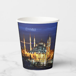 Istanbul Blue Mosque Night View Scenery Turkey Paper Cups