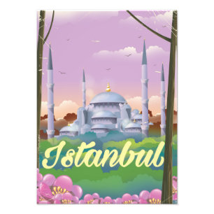 Istanbul blue mosque travel poster
