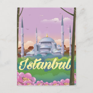 Istanbul blue mosque travel poster postcard